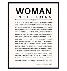 large 11x14 – man/woman in the arena – teddy roosevelt poster – positive quotes – motivational inspirational wall art decor – uplifting gift for women, feminist, entrepreneur – daring greatly