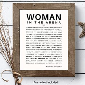 LARGE 11X14 - Man/Woman In the Arena - Teddy Roosevelt Poster - Positive Quotes - Motivational Inspirational Wall Art Decor - Uplifting Gift for Women, Feminist, Entrepreneur - Daring Greatly