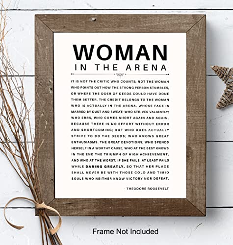 LARGE 11X14 - Man/Woman In the Arena - Teddy Roosevelt Poster - Positive Quotes - Motivational Inspirational Wall Art Decor - Uplifting Gift for Women, Feminist, Entrepreneur - Daring Greatly