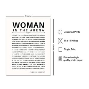 LARGE 11X14 - Man/Woman In the Arena - Teddy Roosevelt Poster - Positive Quotes - Motivational Inspirational Wall Art Decor - Uplifting Gift for Women, Feminist, Entrepreneur - Daring Greatly