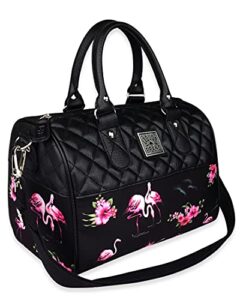 liquorbrand flamingos and flowers satchel purse crossbody handbag