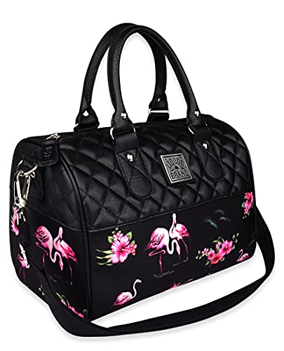 Liquorbrand Flamingos and Flowers Satchel Purse Crossbody Handbag