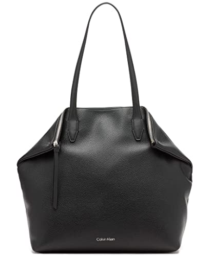 Calvin Klein Brenda Top Zip Tote, Black/Silver