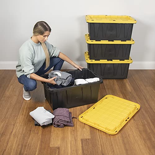 Black & Yellow 17-Gallon Tough Storage Containers, Extremely Durable®, 4-Pack (4)