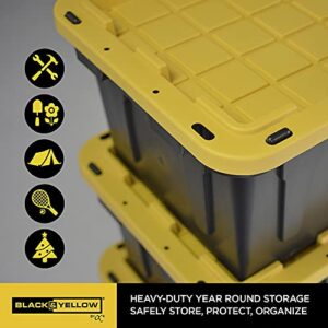 Black & Yellow 17-Gallon Tough Storage Containers, Extremely Durable®, 4-Pack (4)
