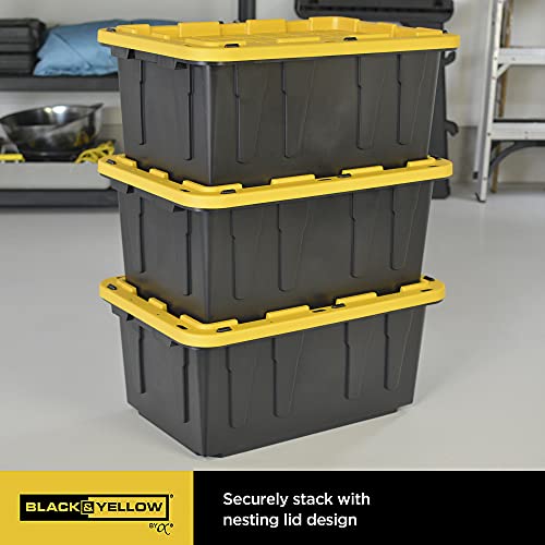 Black & Yellow 17-Gallon Tough Storage Containers, Extremely Durable®, 4-Pack (4)