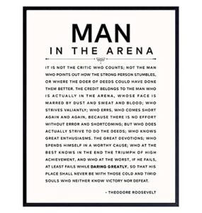 large 11x14 – man in the arena – inspirational quotes – teddy roosevelt poster – motivational gifts for men, boys, teens, entrepreneur – office, living room, bedroom wall art decor – daring greatly