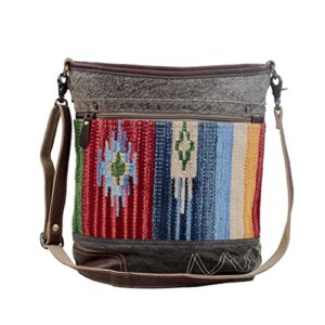 myra bag technicolor shoulder bag upcycled cotton & hair leather s-3060