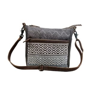 myra bag chevron patterned cross-body bag upcycled cotton & leather s-3069