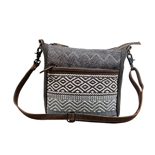 Myra Bag Chevron Patterned Cross-Body Bag Upcycled Cotton & Leather S-3069