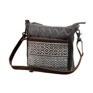 Myra Bag Chevron Patterned Cross-Body Bag Upcycled Cotton & Leather S-3069