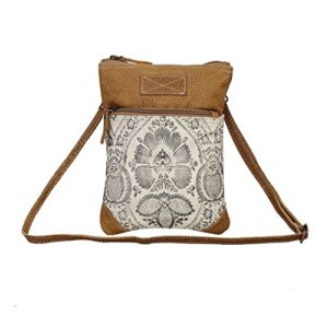 myra bag soul searcher small & cross body bag upcycled canvas & leather s-2535