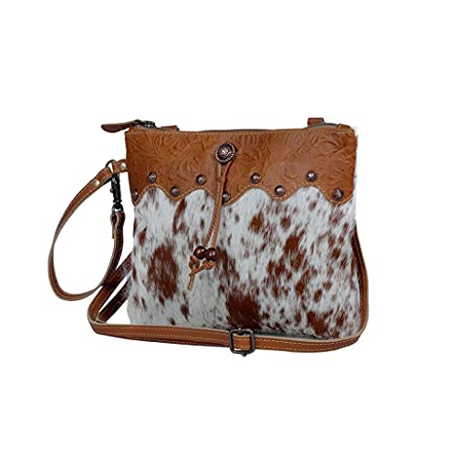 Myra Bag Small Zip Top Brown Cow