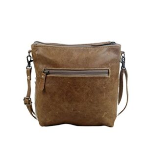 Myra Bag Engraved Crossbody Bag Upcycled Cowhide & Leather S-2877