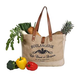 Myra Bag Wholesome Organic Fabric Market Bag Upcycled Cotton & Leather S-2888