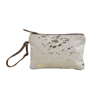myra bag golden snow cowhide pouch upcycled cowhide & leather s-2826