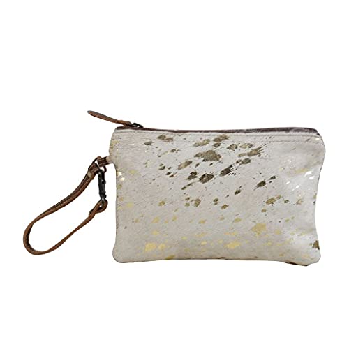 Myra Bag Golden Snow Cowhide Pouch Upcycled Cowhide & Leather S-2826