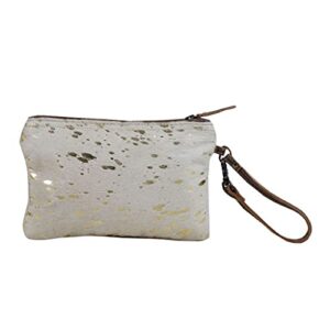 Myra Bag Golden Snow Cowhide Pouch Upcycled Cowhide & Leather S-2826