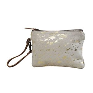 Myra Bag Golden Snow Cowhide Pouch Upcycled Cowhide & Leather S-2826