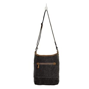 Myra Bag Milestone Shoulder Bag Upcycled Canvas, Rug, Leather & Cowhide S-2638