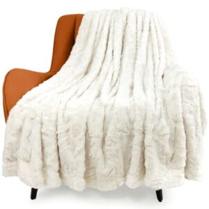 toonow fuzzy blanket cozy faux fur luxury throw blanket, extra soft, double sided, fluffy, plush warm throw blanket for couch sofa bed, 51”x67” (white)