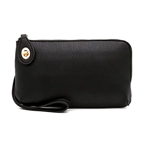 LOVESOME Women's Small Crossbody Bag Wristlet Clutch(Black)