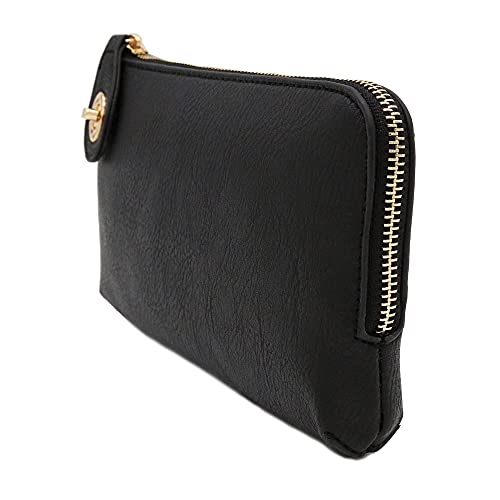 LOVESOME Women's Small Crossbody Bag Wristlet Clutch(Black)