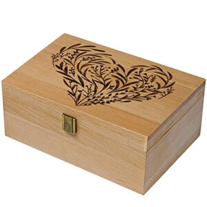 existing wooden memory keepsake box, floral heart engraved keepsake boxes with lids, memory box for keepsakes for anniversary, wedding, memory, birthday, valentines day, wood box for office or home