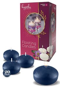 hyoola premium midnight blue floating candles 1.75 inch – 3 hour burn time – made in europe – 20 pack