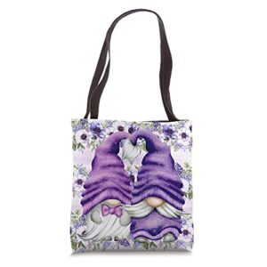 Aesthetic Purple Gnome Lover Design Cute Anemone Pattern Tote Bag