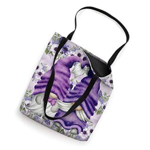 Aesthetic Purple Gnome Lover Design Cute Anemone Pattern Tote Bag