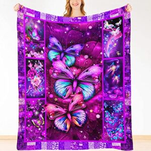 butterfly blanket ultra lightweight soft plush flannel mother’s day blanket for sofa bed couch throw 60″x50″ m9