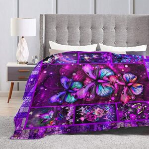 Butterfly Blanket Ultra Lightweight Soft Plush Flannel Mother's Day Blanket for Sofa Bed Couch Throw 60"X50" M9