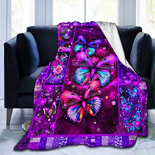 Butterfly Blanket Ultra Lightweight Soft Plush Flannel Mother's Day Blanket for Sofa Bed Couch Throw 60"X50" M9