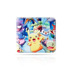 g-ahora anime bifold leather wallet purse credit card holder pikachi coin purse for teen boys girls kids(wc 4)