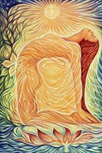 abstract yoga meditation poster, yoga girl sun chakra wall art, sun energy healing for meditation room decor, healthy, relaxing and spiritual living room daughter room studio decor-16″ x 24″-no frame