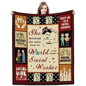 joyloce social worker practitioner blanket birthday gift 60″x50″ for women – lightweight soft warm cozy fuzzy throws blankets for home bedroom sofa couch decor with beautiful print