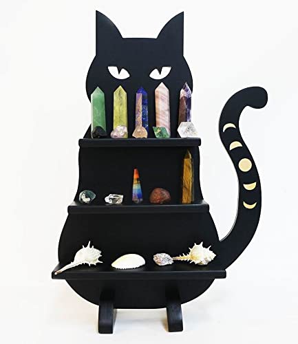 FF&YY Cute Black Cat Wall Shelf,Crystal Moon Shelf Decorative for Living Room,Dinning Room,Bed Room,Bath Room,Kids Room(Patent No.VA0002292241)