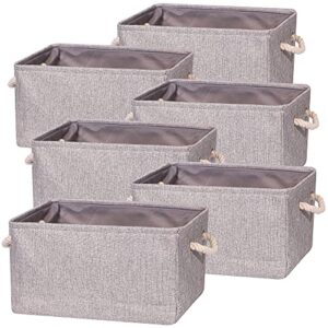 tenabort 6 pack large storage basket bin, foldable fabric storage cube box canvas collapsible cloth organizer containers with handles for home office clothes closet, gray