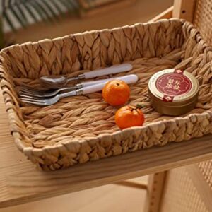 Hand-Woven Large Storage Baskets , Water Hyacinth Wicker Baskets for Organizing,Woven Baskets, Organizer, Natural Container，13.38” x 9.5” x 2.75”