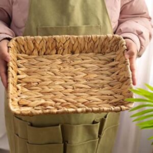 Hand-Woven Large Storage Baskets , Water Hyacinth Wicker Baskets for Organizing,Woven Baskets, Organizer, Natural Container，13.38” x 9.5” x 2.75”