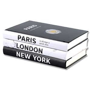 3 pieces fashion decorative book,hardcover modern decorative book stack,fashion design book set,display books for coffee tables/shelves(paris/new york/london)