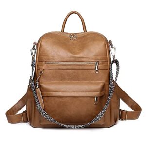 blireana backpack purses multipurpose design convertible satchel handbags,pu leather shoulder bag with tassel school bag for women,light gold hardware(brown)