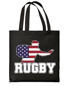 usa summer sporting events gifts usa sports rugby black canvas tote bag