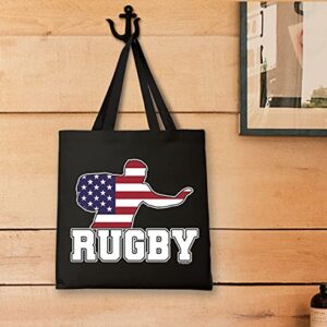 USA Summer Sporting Events Gifts USA Sports Rugby Black Canvas Tote Bag