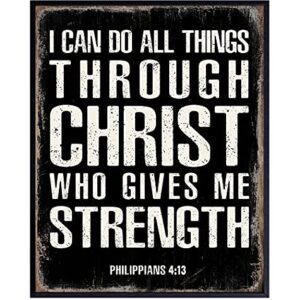 I Can Do All Things Through Christ - Philippians 4 13 - Religious Wall Decor - Christian Gifts for Men - Catholic Gifts - Inspirational Bible Verses Wall Decor - Scripture Wall Art - Jesus Wall Decor