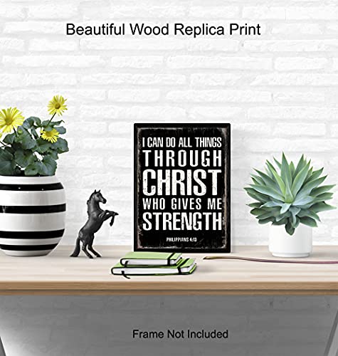 I Can Do All Things Through Christ - Philippians 4 13 - Religious Wall Decor - Christian Gifts for Men - Catholic Gifts - Inspirational Bible Verses Wall Decor - Scripture Wall Art - Jesus Wall Decor