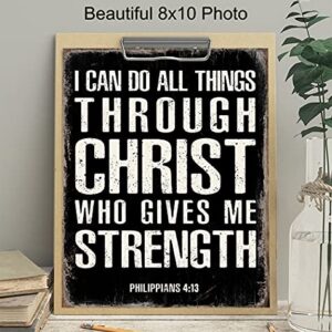 I Can Do All Things Through Christ - Philippians 4 13 - Religious Wall Decor - Christian Gifts for Men - Catholic Gifts - Inspirational Bible Verses Wall Decor - Scripture Wall Art - Jesus Wall Decor