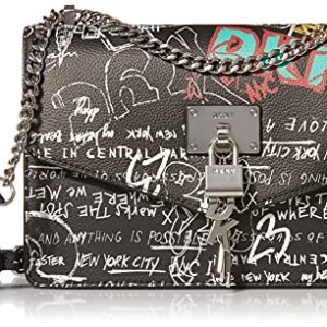 DKNY womens Dkny Elissa Lg Shoulder Bag, Black Graffiti, One Size US