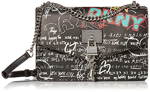 DKNY womens Dkny Elissa Lg Shoulder Bag, Black Graffiti, One Size US